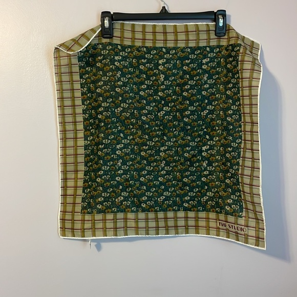 The Studio for Robinson and Golluber Vintage Plaid Floral Square Scarf - Picture 1 of 15